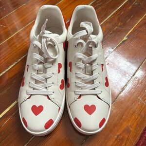 Coach White and Red Heart Sneakers